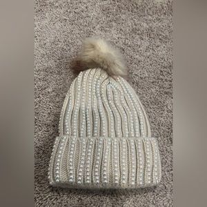 Beautiful cream with rhinestones winter hat